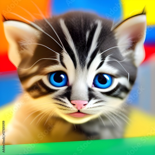 cute cartoon 3d kitten, kid's playpen