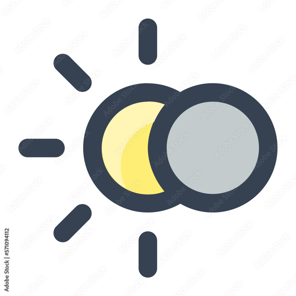 Eclipse in gray and yellow color filled icon. Sun, moon, lunar, eclipse symbol Eclipse in gray and yellow color filled icon. Sun, moon, lunar, eclipse symbol