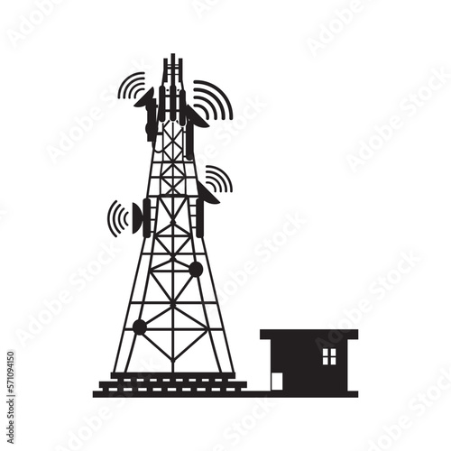 Transmitting tower,satellite signal icon symbol,vector illustration design template