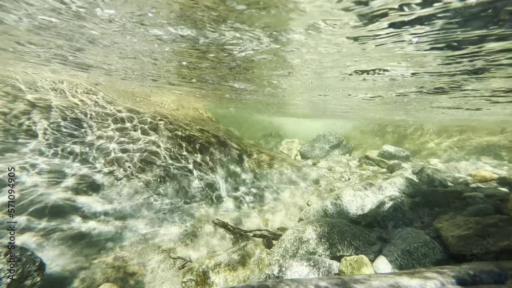 Etiwanda waterfall view from underwater then panning up revealing the waterfall, slow motion Etiwanda waterfall view from underwater then panning up revealing the waterfall, slow motion