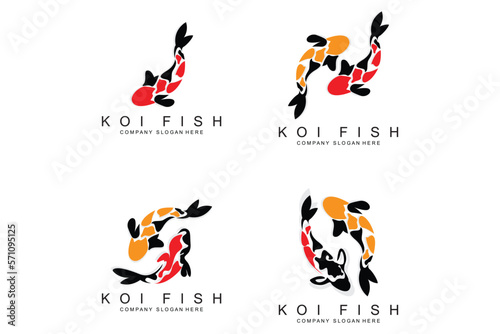 Koi Fish Logo Design, Ornamental Fish Vector, Aquarium Ornament Illustration Brand product
