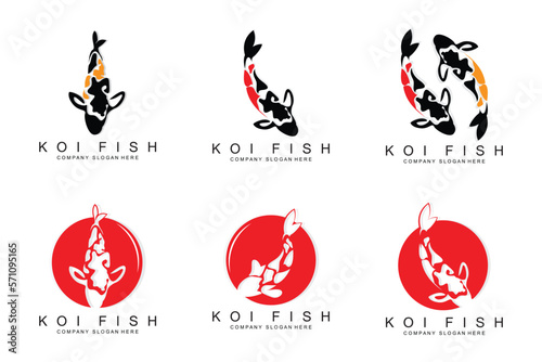 Koi Fish Logo Design, Ornamental Fish Vector, Aquarium Ornament Illustration Brand product