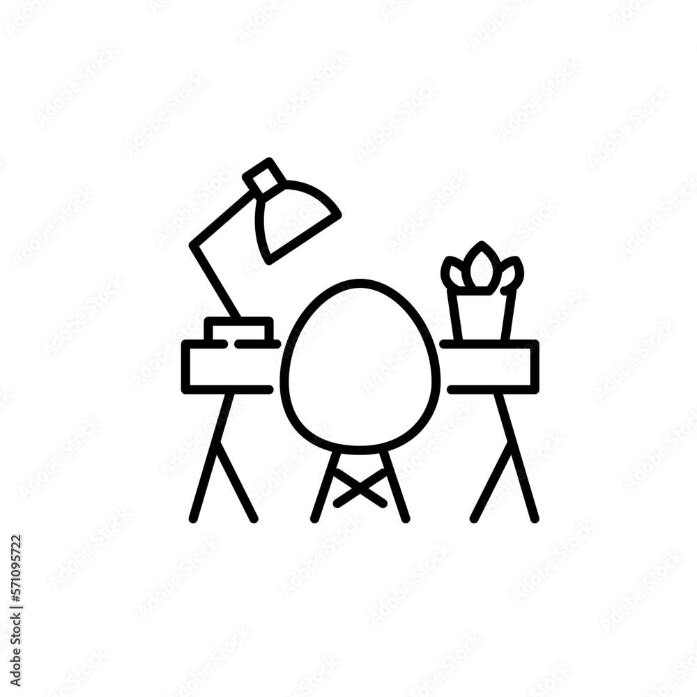 Fototapeta premium Cozy workplace for remote worker. Pixel perfect, editable stroke icon