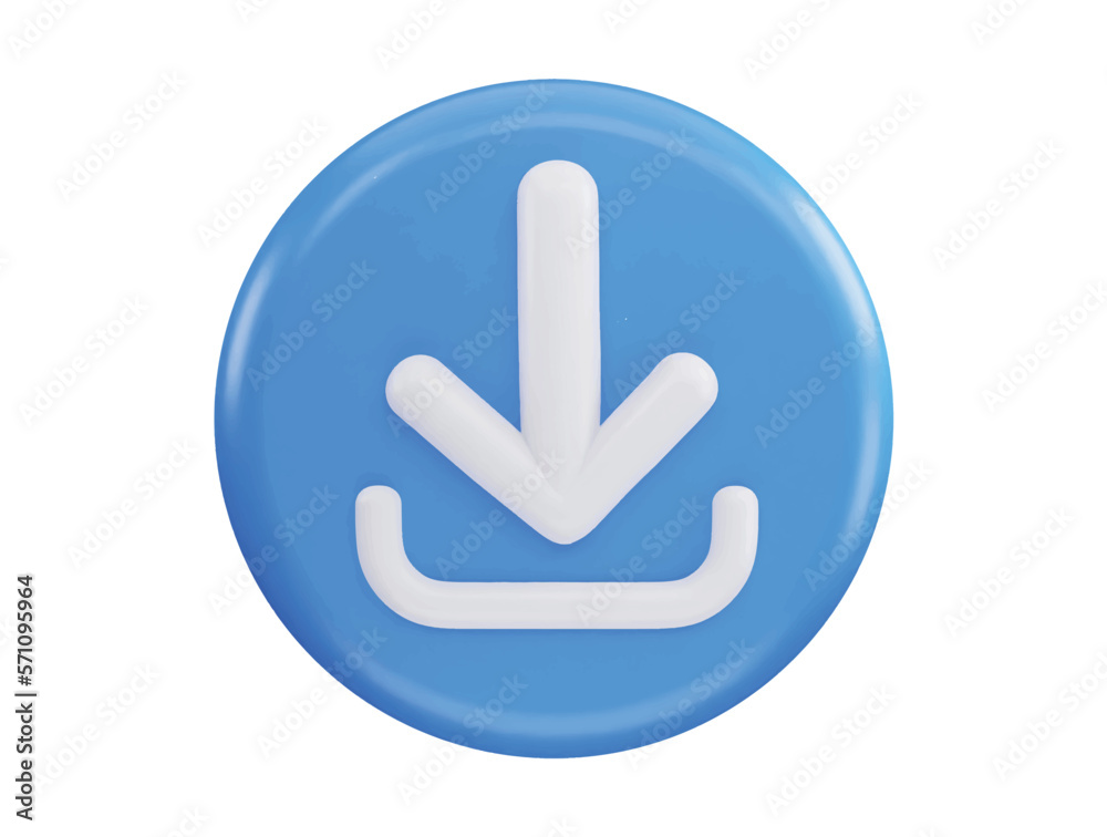 Download down arrow button 3d rendering vector icon illustration Download down arrow button 3d rendering vector icon illustration