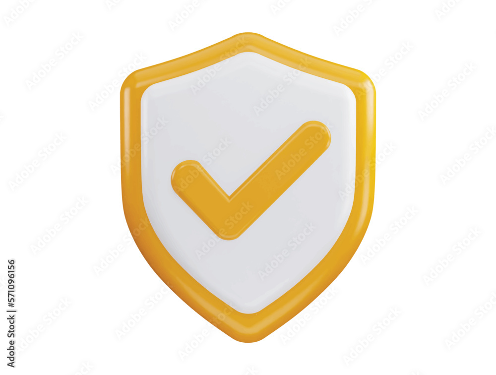 Right mark with protect shield 3d rendering vector icon illustration Right mark with protect shield 3d rendering vector icon illustration