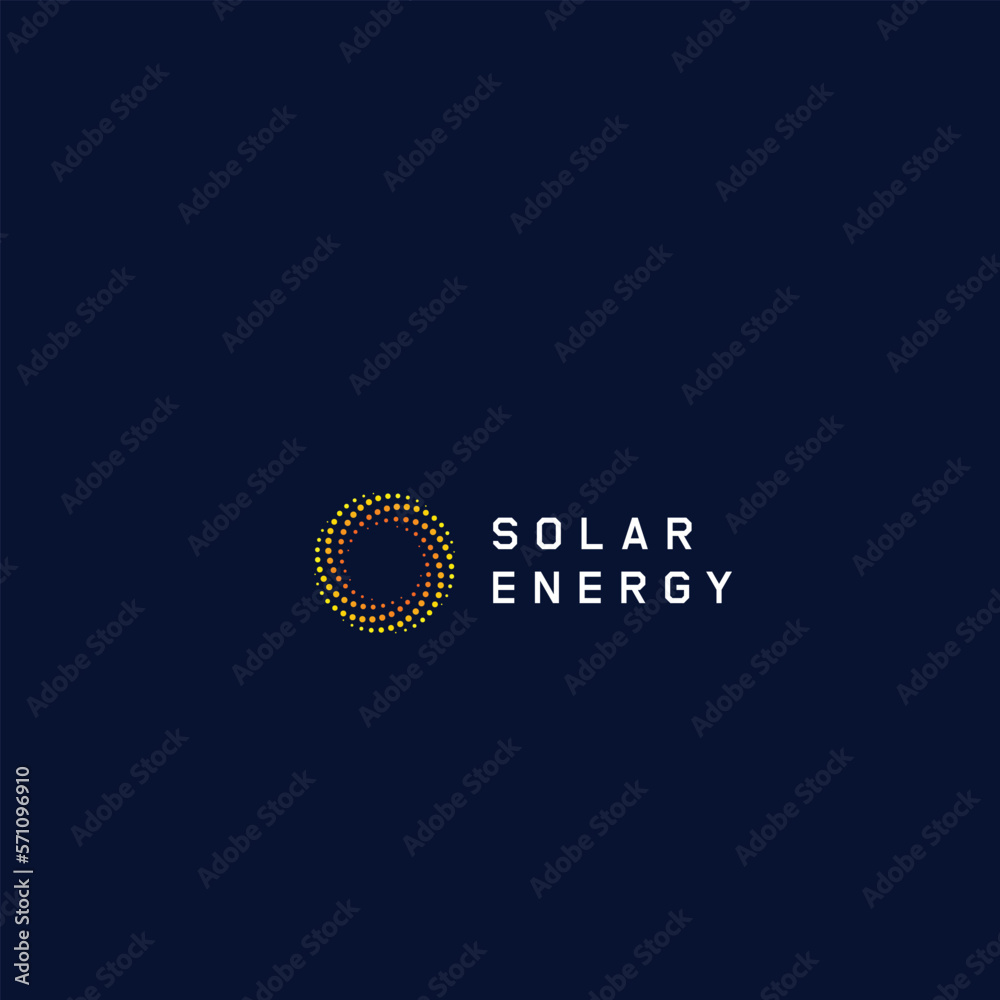 Fototapeta premium Solar energy logo design illustration Uniquely rounded modern science symbol vector icon idea for custom technology company flat style minimalism corporate web identity branding