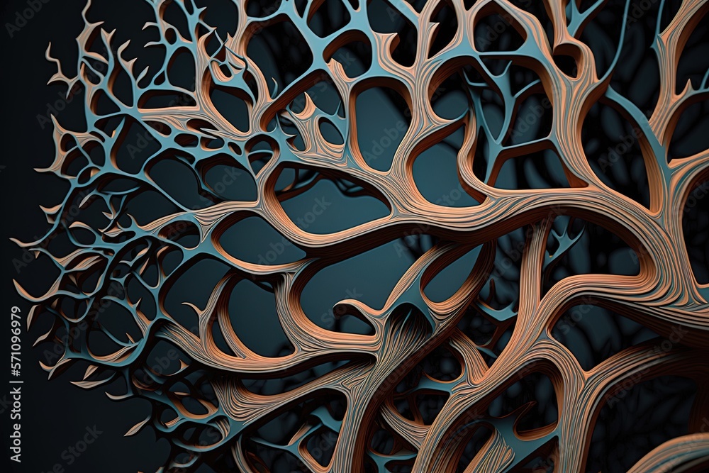 Abstract intricate intertwined wood branches created with Generative AI ...