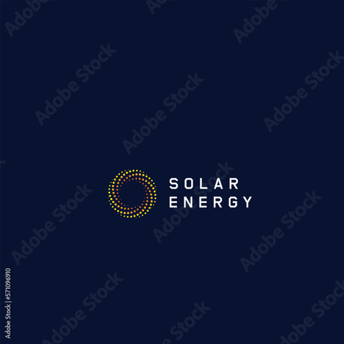 Solar energy logo design illustration Uniquely rounded modern science symbol vector icon idea for custom technology company flat style minimalism corporate web identity branding