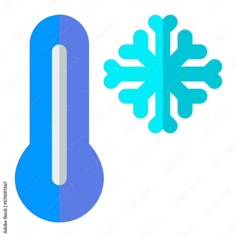 Thermometer with snowflake in flat icon. Winter, cold, season, weather, forecast Thermometer with snowflake in flat icon. Winter, cold, season, weather, forecast