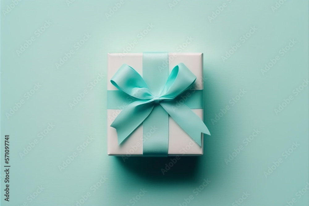Gift box with blue with Generative AI Gift box with blue with Generative AI