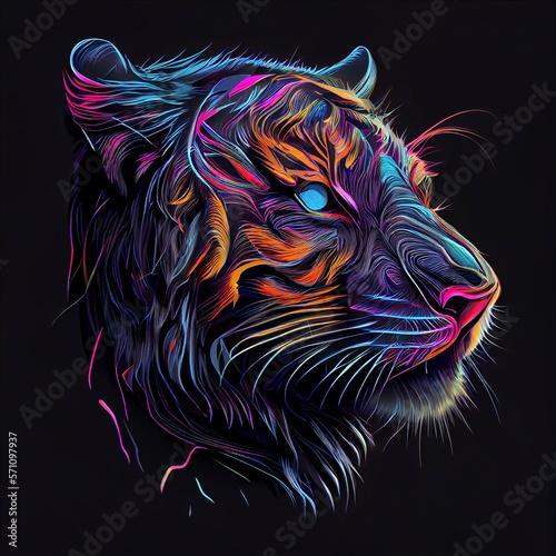 tiger neon with Generative AI