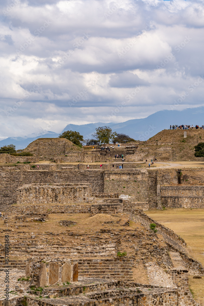 Beautiful view of the ancient ruins of the Mayan city of Monte Alban.