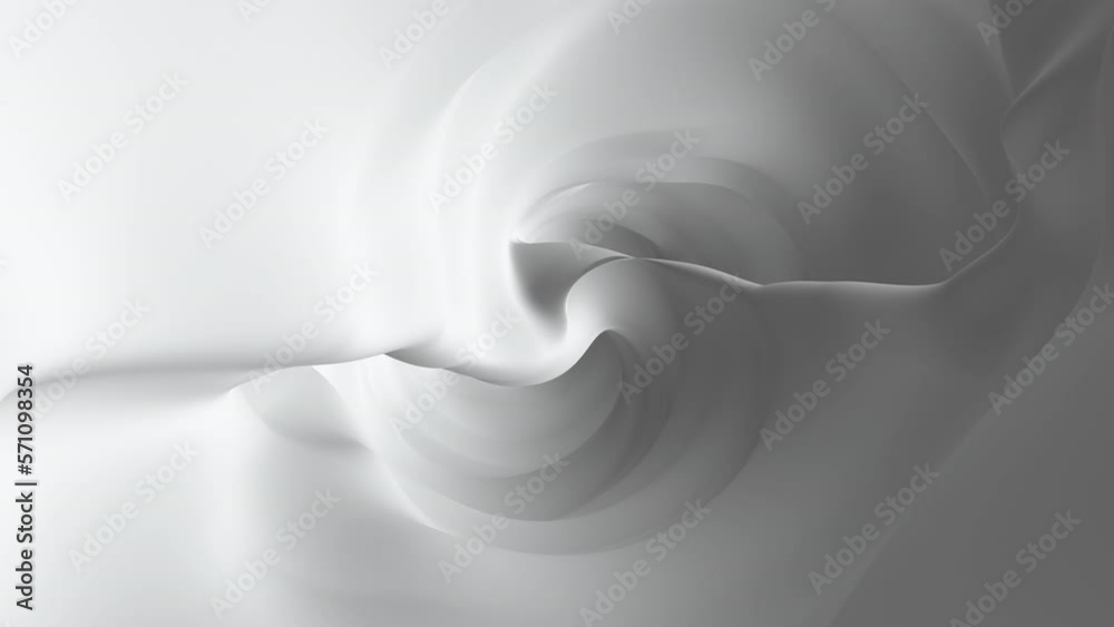 Liquid and flowing white geometric form on white gradient, motion abstract corporate, cosmos and futuristic style background