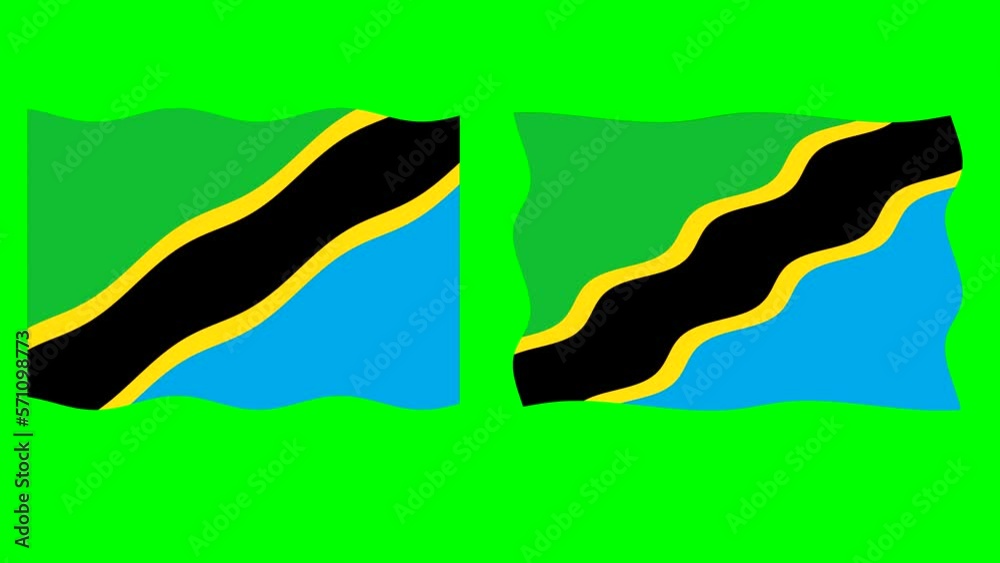 Wavy Tanzania flag motion graphics with green screen background Wavy Tanzania flag motion graphics with green screen background