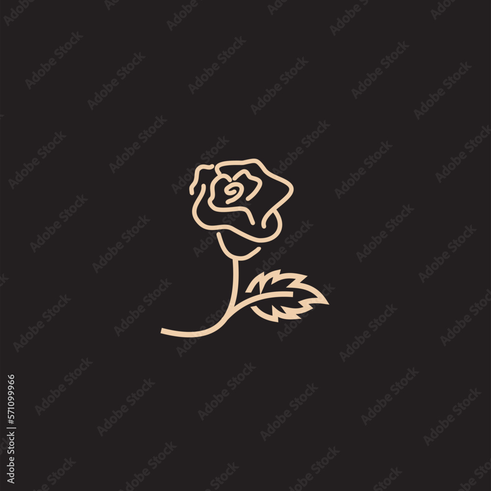Fototapeta premium Rose line art logo vector was created in a simple style with delicate elements.