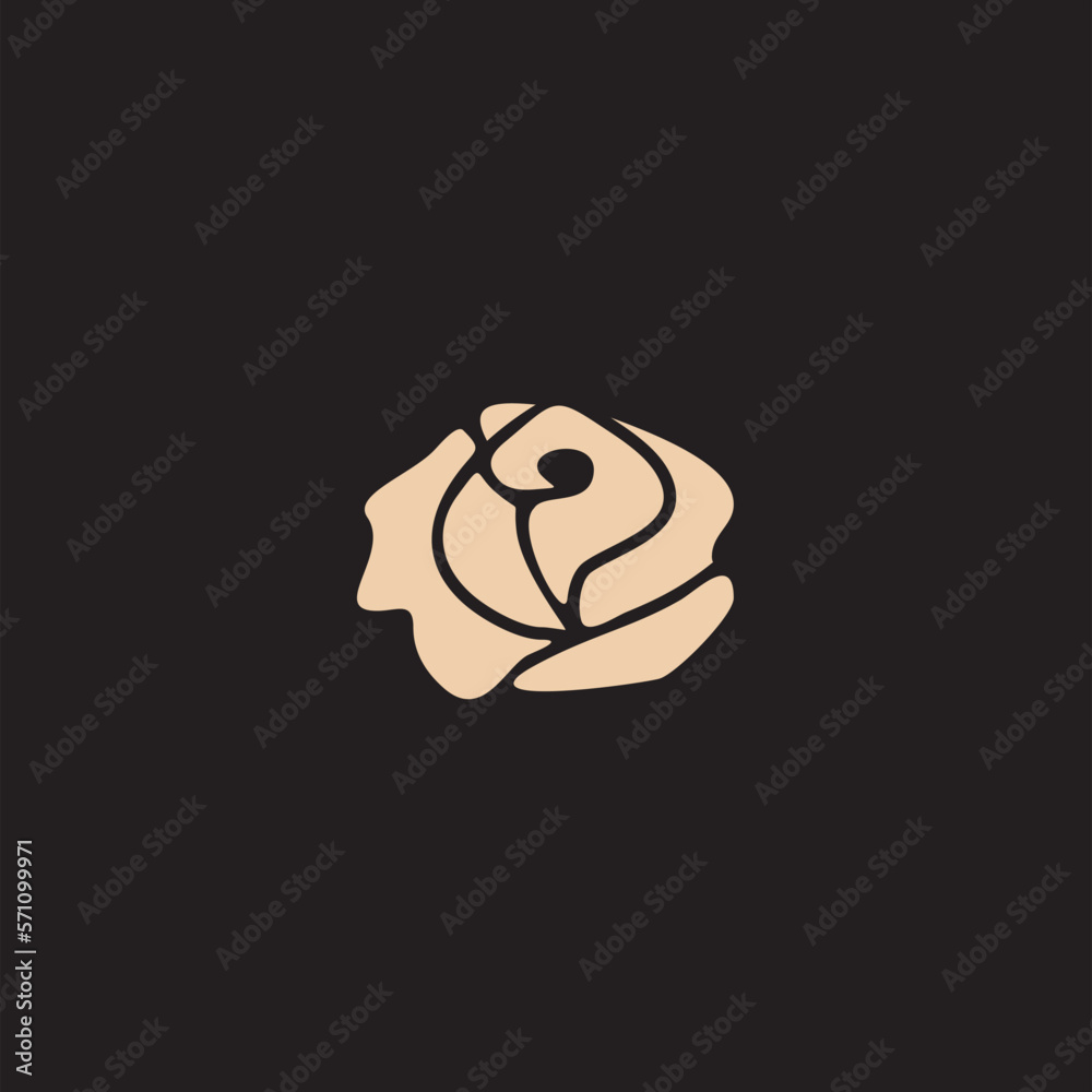 Obraz premium Rose line art logo vector was created in a simple style with delicate elements.