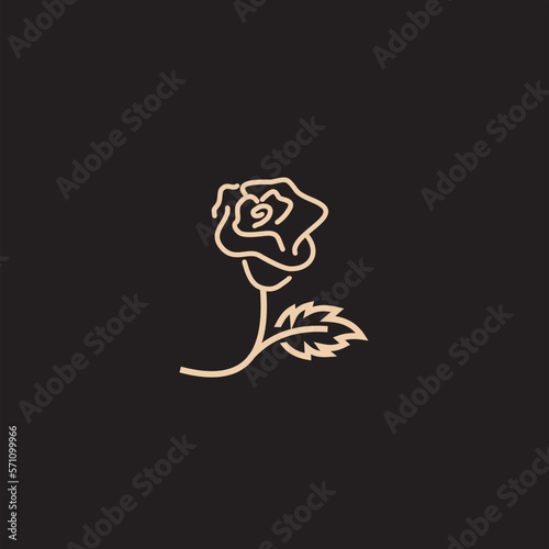 Rose line art logo vector was created in a simple style with delicate elements.