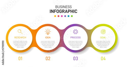 Infographic design with icons and 4 options or steps. Thin line. Infographics business concept. Can be used for info graphics, flow charts, presentations, mobile web sites, printed materials.