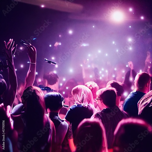 Party concert purple lights haze crowd background