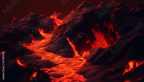 red lava texture background  Generative AI