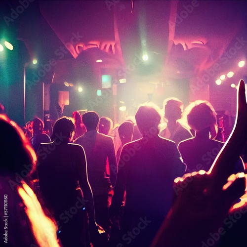 crowd at concert nightclub background haze lights