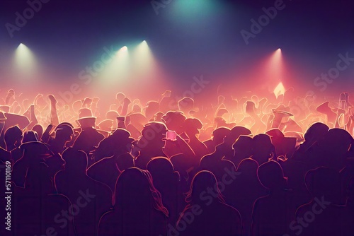 crowd of people dancing at concert silhouettes