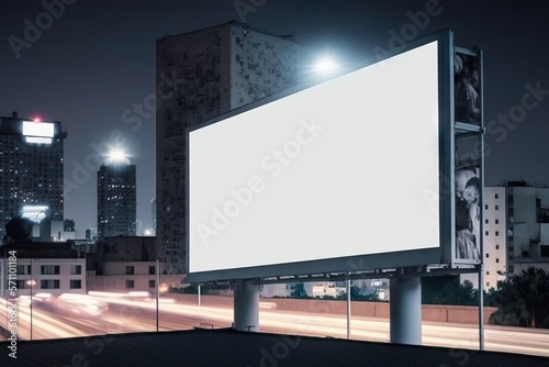 Commercial Billboard. Banner billboard mockup for advertising in city useful for design. Mock up Generative AI
