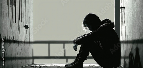 Tableau sur toile Depressed Young man, Teenager, Boy, Suffering From Depression, Youth Mental Heal