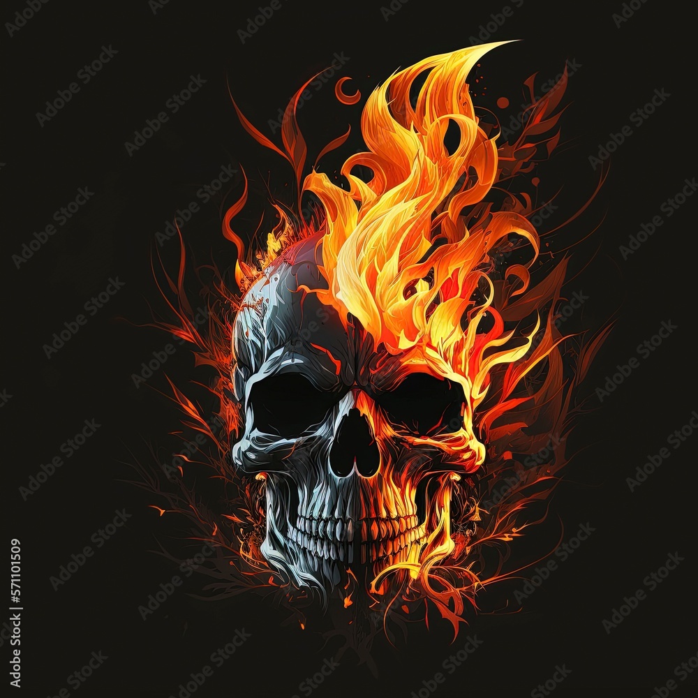 burning skull with Generative AI burning skull with Generative AI