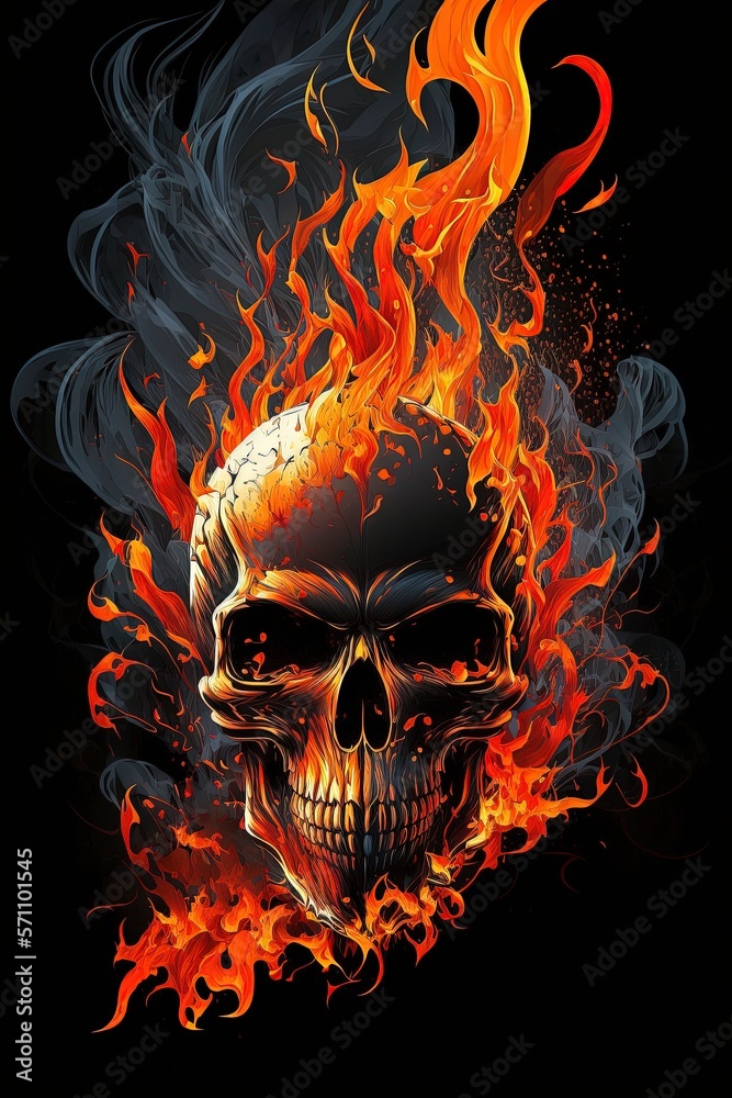 burning skull with Generative AI burning skull with Generative AI