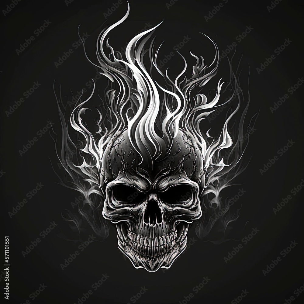 burning skull with Generative AI burning skull with Generative AI