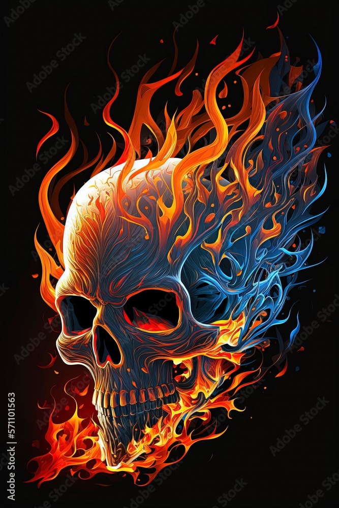 burning skull with Generative AI