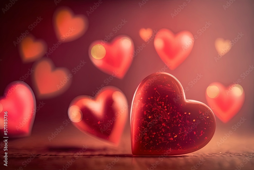 Obraz premium Valentines Day background with red hearts with Generative AI
