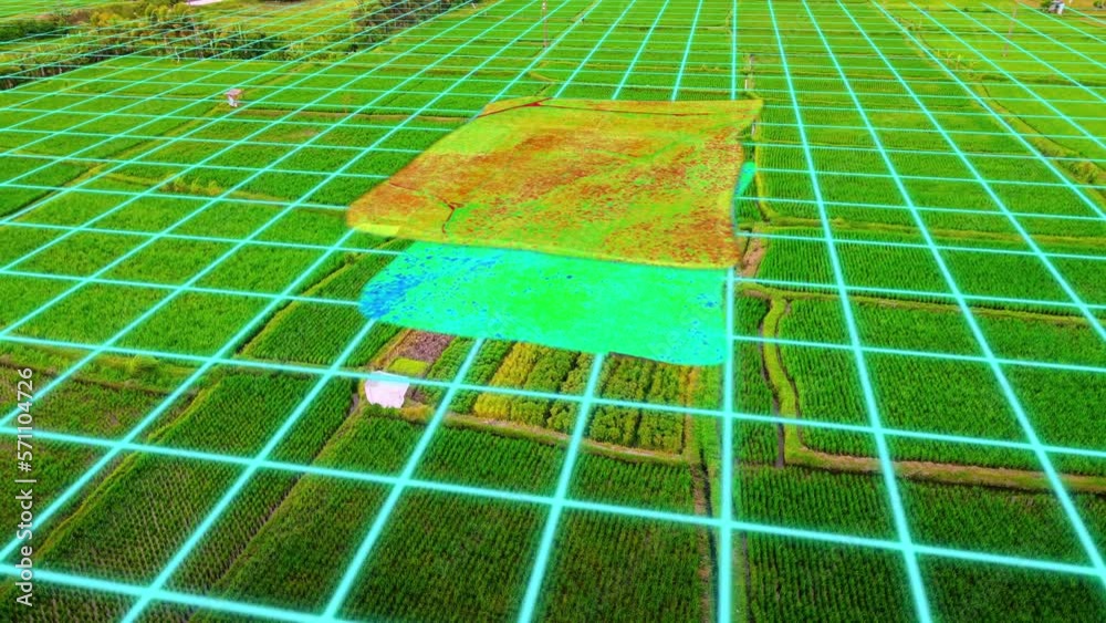 Modern Agricultural Technology Highlighting Spectrums Of Soil Analysis NDVI GNDVI, Aerial, Motion graphics, Futuristic
