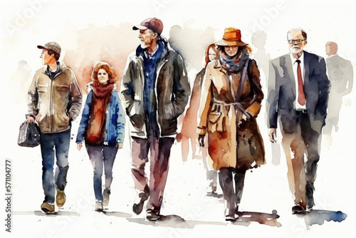 A group of people walking on the street