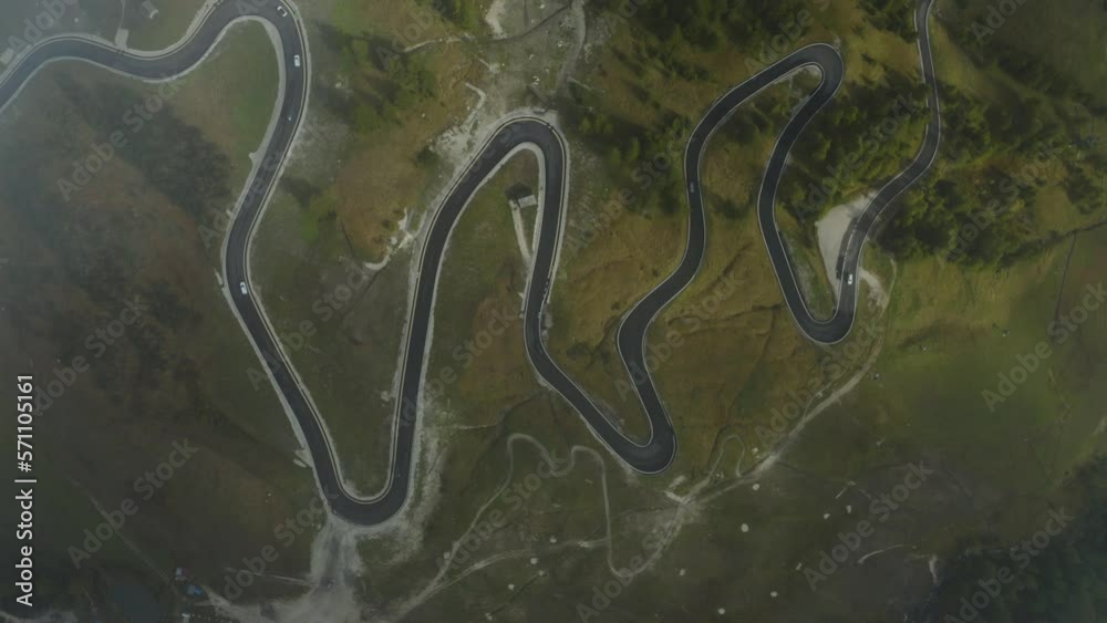 Aerial video of a beautiful road in the Dolomites, Italy Aerial video of a beautiful road in the Dolomites, Italy