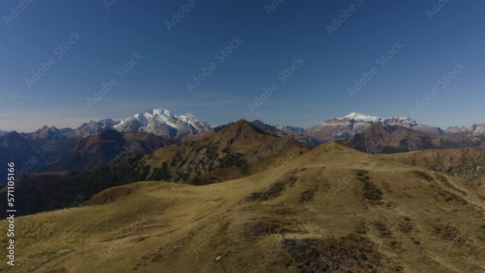 Aerial video of a beautiful road in Passo Giau in the Dolomites, Italy Aerial video of a beautiful road in Passo Giau in the Dolomites, Italy