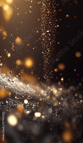 gold and silver flying glitter texture background with Generative AI