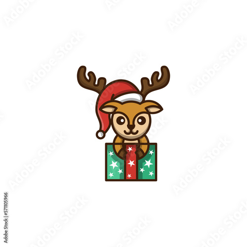 christmas deer cute animal logo