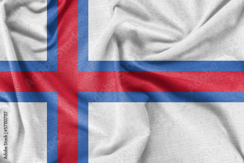 Faroe Islands country flag background realistic silk fabric