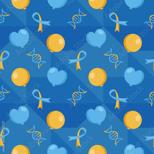 World Down Syndrome Day Seamless Pattern Design in Template Hand Drawn Cartoon Flat Illustration