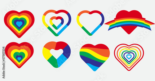 Pride month day Heart Rainbow for LGBTQ Colorful Heart Vector illustration
