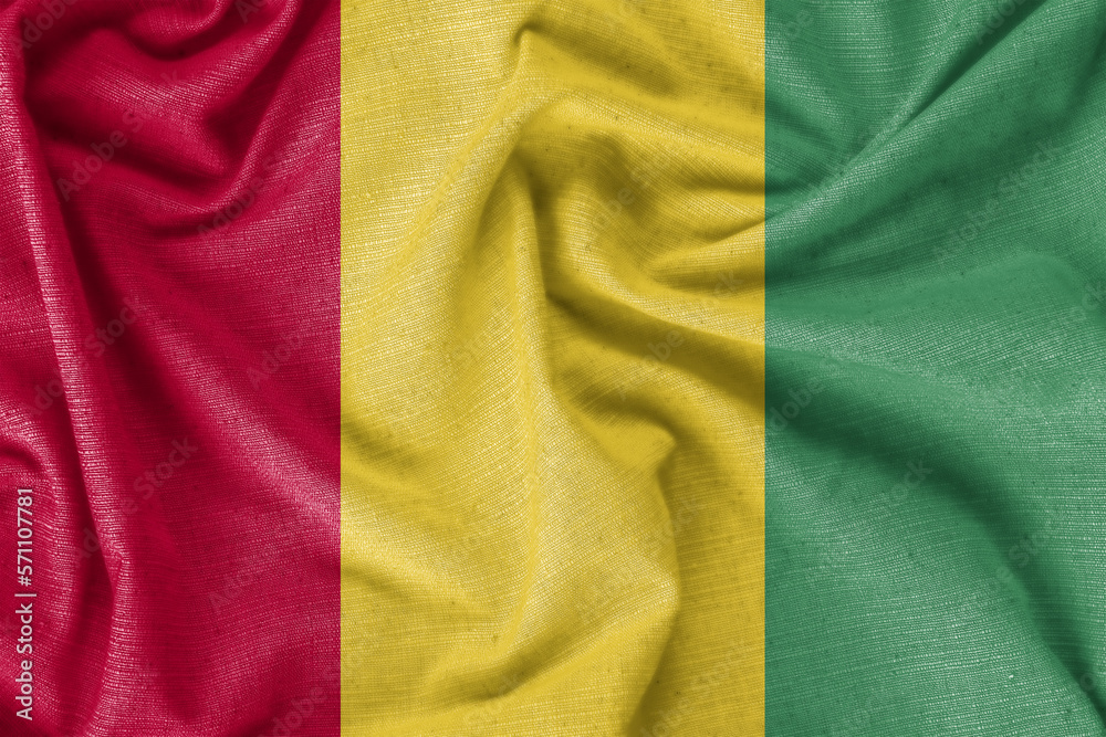 Guinea country flag background realistic silk fabric