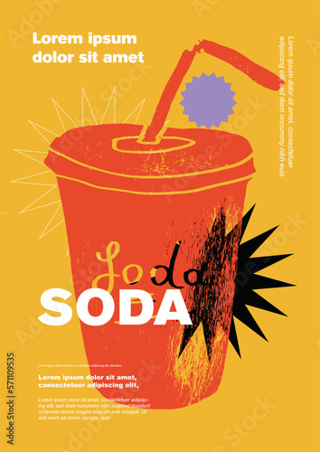 Fast food, soda. Price tag or poster design. Set of vector illustrations. Typography. Vintage pencil sketch. Engraving style. Labels, cover, t-shirt print, painting.