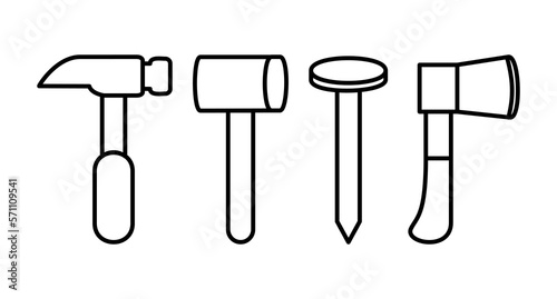 Tool icon set. Tools for repair work. Isolated icon  object on white background. 
