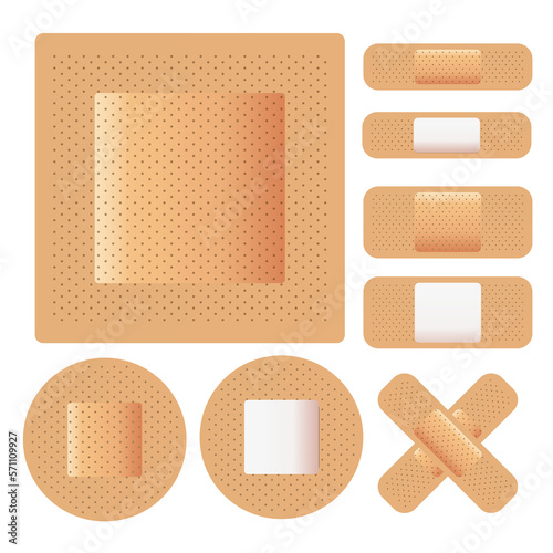 Multi Antiseptic band-aid vector set isolated on PNG white transparent background 01