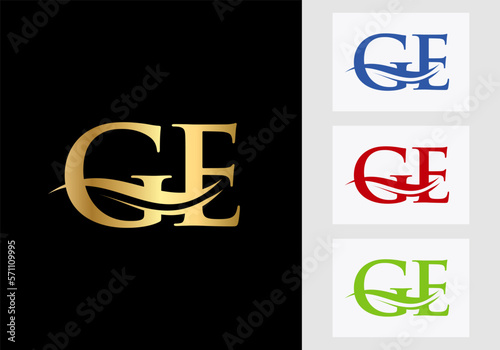 Initial Monogram Letter GE Logo Design. GE Logotype Template photo