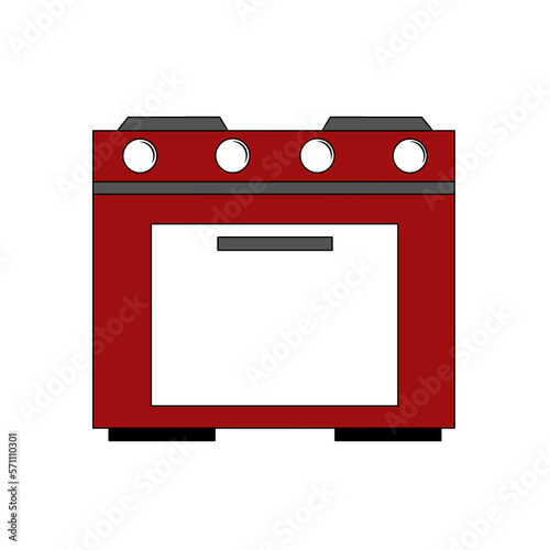 Red gas stove vector illustration