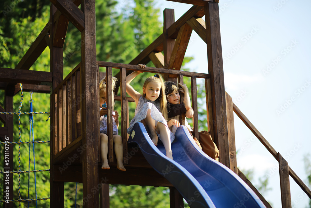 Children walk in the summer in nature. Child on a sunny spring morning in the park. Traveling with children. Children walk in the summer in nature. Child on a sunny spring morning in the park. Traveling with children.