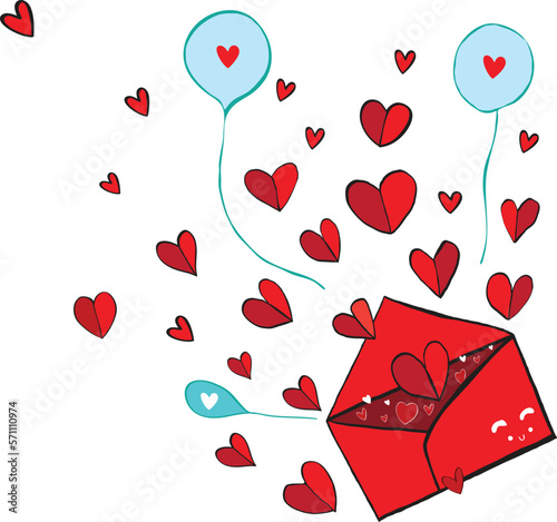 valentine card with red hearts